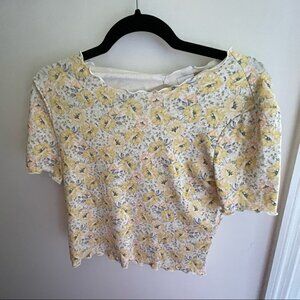 𝅺INTERMIX floral crop open back top